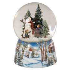 Bola de cristal con música Muñeco de nieve con niños
