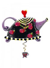 Reloj de pared BLACK TEAPOT WITH FLOWERS ALLEN DESINGS